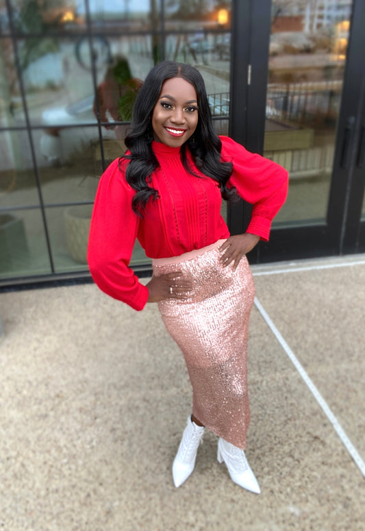 ROSE GOLD SEQUIN SKIRT