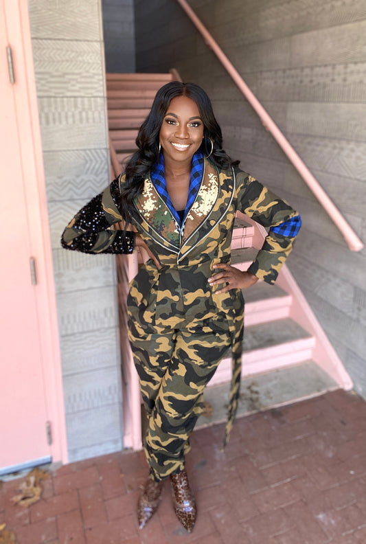 CAMO PLAID ZIPPER JACKET