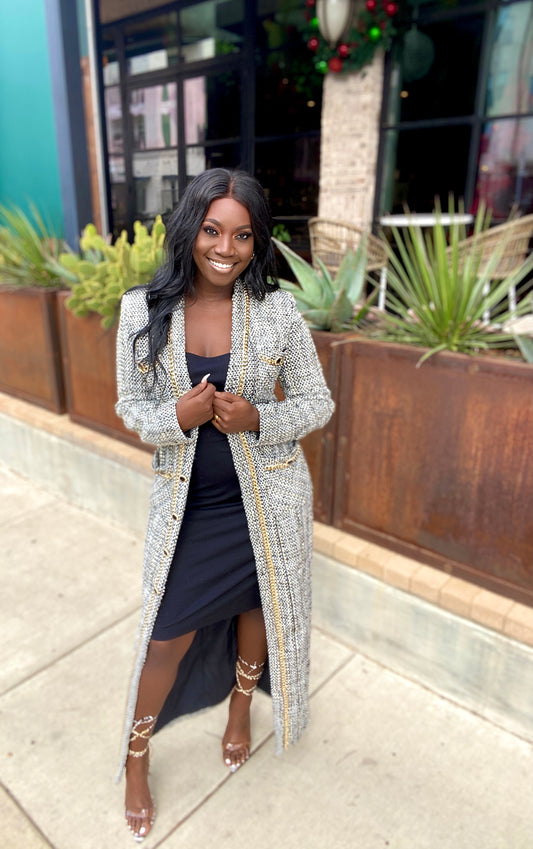 LONG PLAID JACKET DRESS