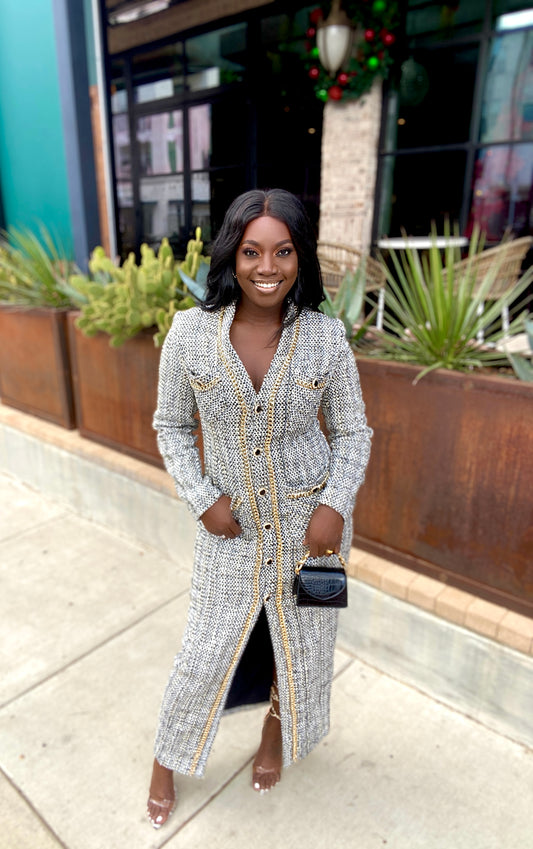 LONG PLAID JACKET DRESS